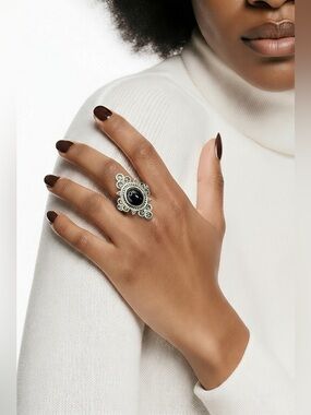 Elegant Black and Silver Statement Ring